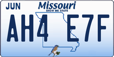 MO license plate AH4E7F
