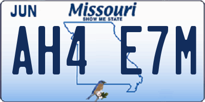 MO license plate AH4E7M