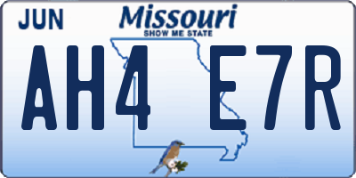 MO license plate AH4E7R