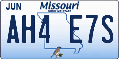 MO license plate AH4E7S