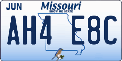 MO license plate AH4E8C