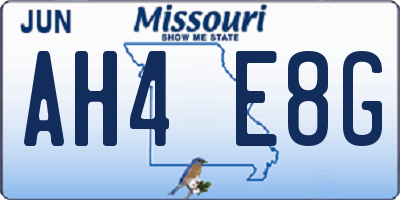 MO license plate AH4E8G