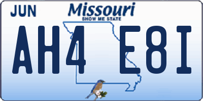 MO license plate AH4E8I