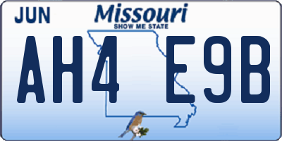 MO license plate AH4E9B