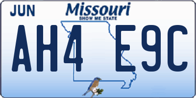 MO license plate AH4E9C