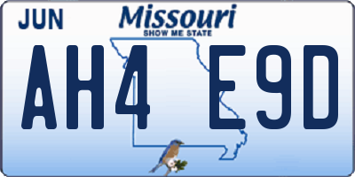 MO license plate AH4E9D