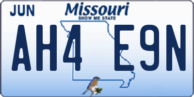 MO license plate AH4E9N