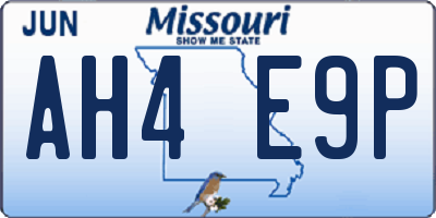 MO license plate AH4E9P