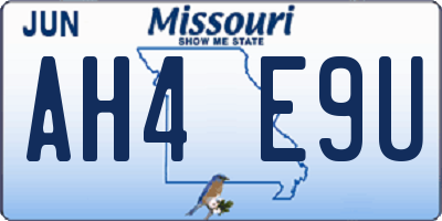 MO license plate AH4E9U