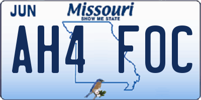 MO license plate AH4F0C