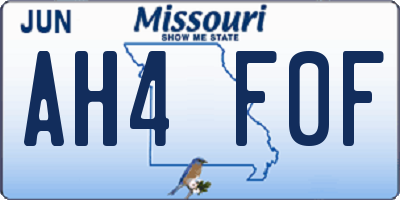MO license plate AH4F0F