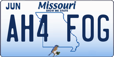 MO license plate AH4F0G