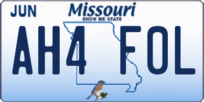 MO license plate AH4F0L