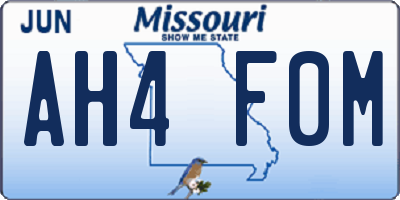 MO license plate AH4F0M
