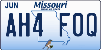 MO license plate AH4F0Q