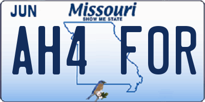 MO license plate AH4F0R