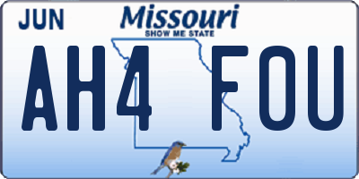 MO license plate AH4F0U