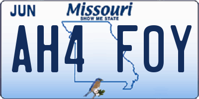 MO license plate AH4F0Y
