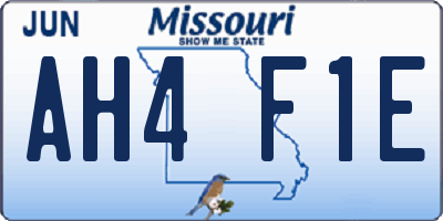 MO license plate AH4F1E