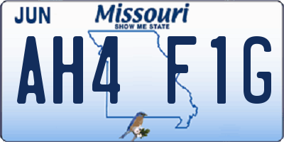 MO license plate AH4F1G