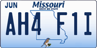 MO license plate AH4F1I
