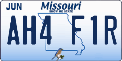 MO license plate AH4F1R