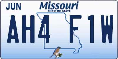 MO license plate AH4F1W