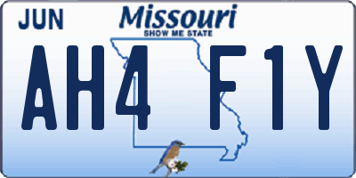 MO license plate AH4F1Y