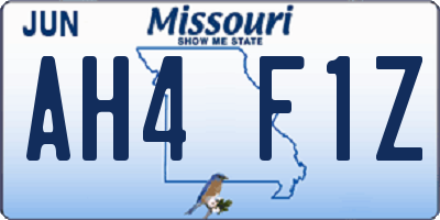 MO license plate AH4F1Z