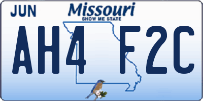 MO license plate AH4F2C