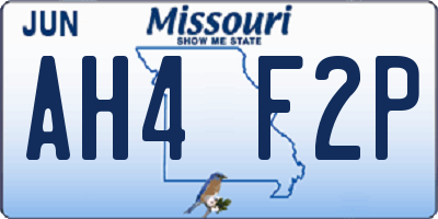 MO license plate AH4F2P