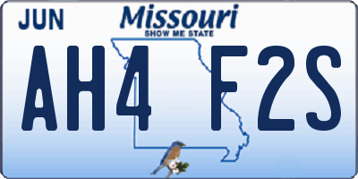 MO license plate AH4F2S