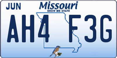 MO license plate AH4F3G