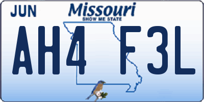 MO license plate AH4F3L