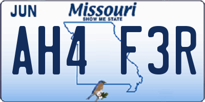 MO license plate AH4F3R
