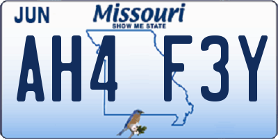 MO license plate AH4F3Y