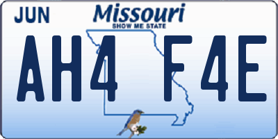 MO license plate AH4F4E