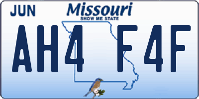 MO license plate AH4F4F