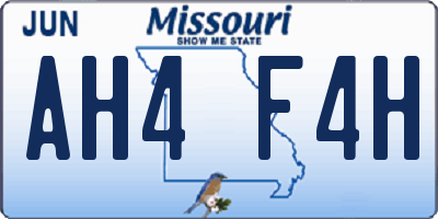 MO license plate AH4F4H