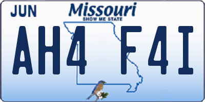 MO license plate AH4F4I