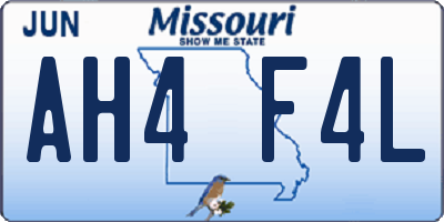 MO license plate AH4F4L