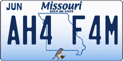 MO license plate AH4F4M