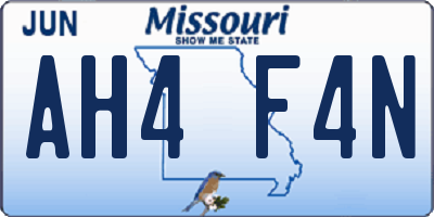 MO license plate AH4F4N