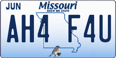 MO license plate AH4F4U