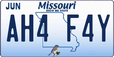 MO license plate AH4F4Y