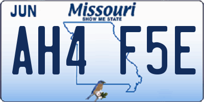 MO license plate AH4F5E