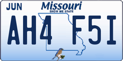 MO license plate AH4F5I