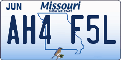MO license plate AH4F5L
