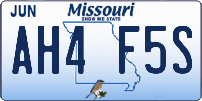 MO license plate AH4F5S
