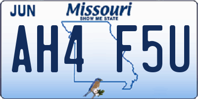 MO license plate AH4F5U